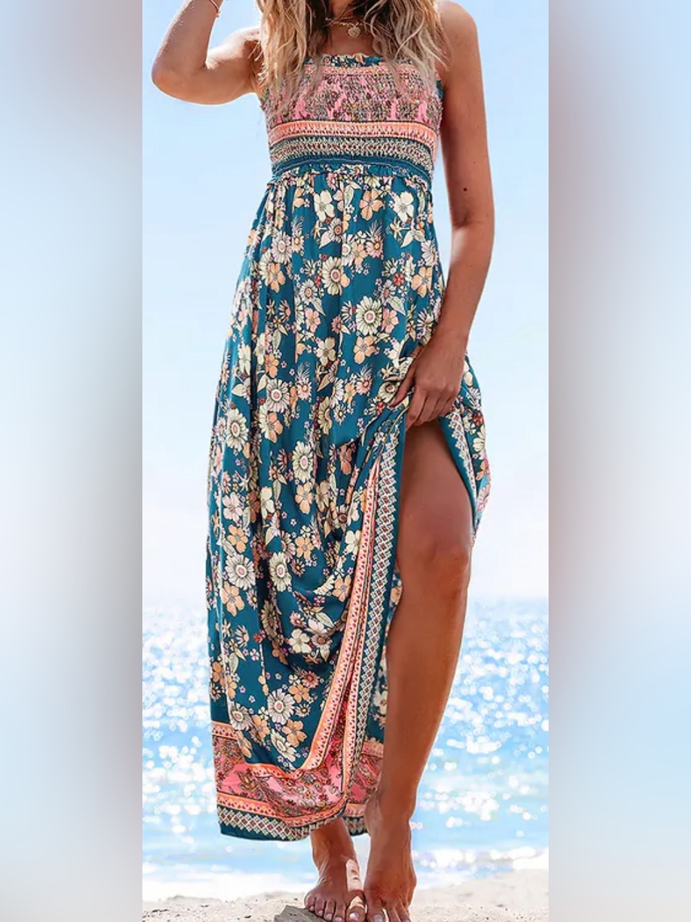 S - Spring Blooms Floral Maxi Dress